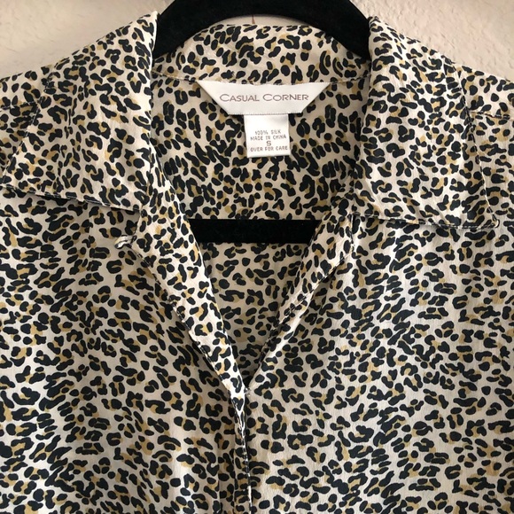 Vintage Leopard Animal Print Silk Button Up - Picture 3 of 7